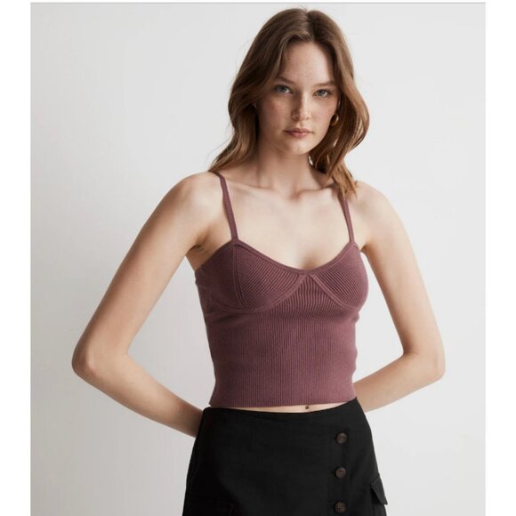 Madewell Tops - Madewell $62 Corset Detail Crop Sweater Tank Pressed Grape Size XS NL178
